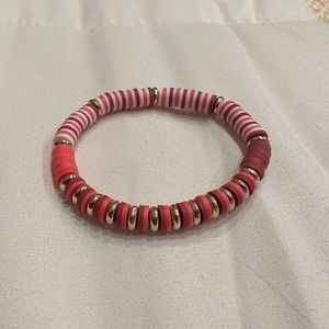 Heishi 6MM Beaded Bracelet | Stretchy Bracelet | Coral, Burgundy & Gold